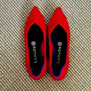 Rothy’s pointed toe flats, size 7.5, red. Machine washable.